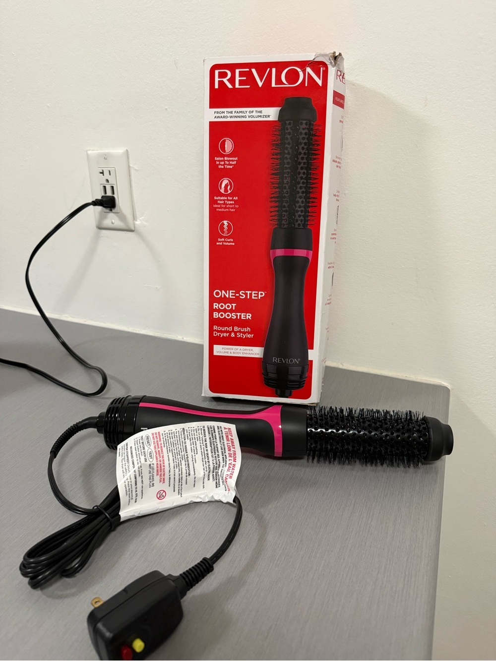 Revlon One-Step Root Booster Round Brush Dryer & Styler with Safety Plug